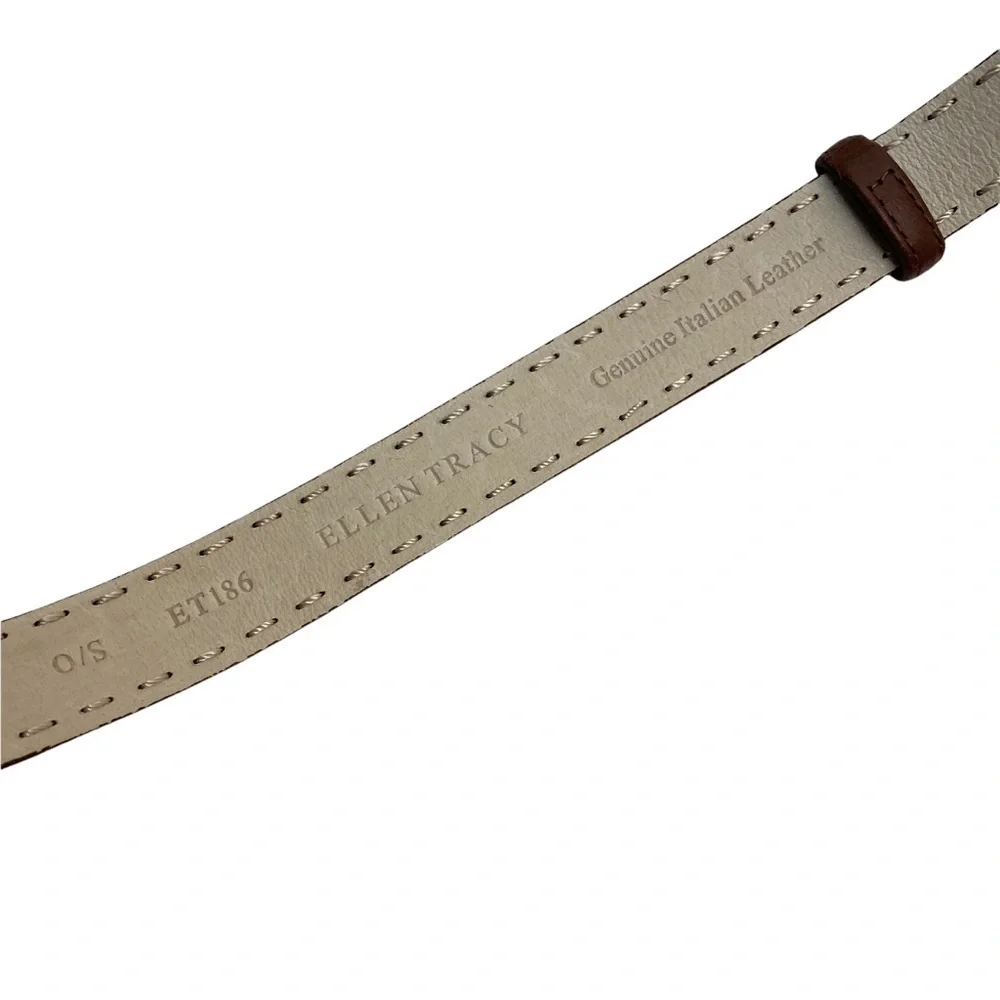 ELLEN TRACY Leather Belt Brown One Size